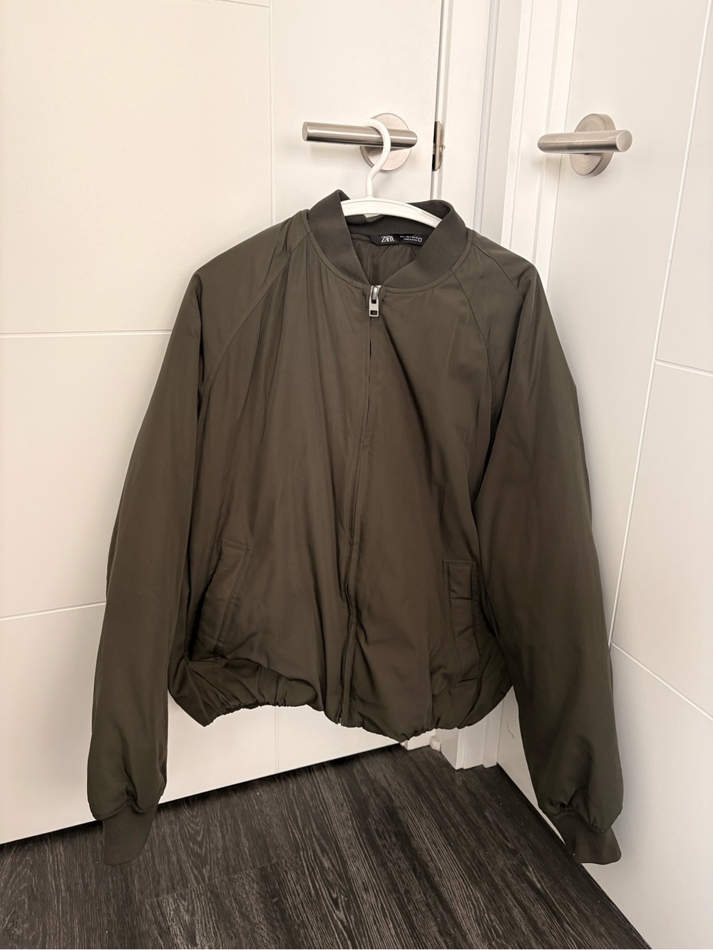 Zara Men's Dark Olive Bomber Jacket